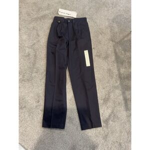 Class Club Men's Navy Trousers 28x32 Classic Fit Pleated Front 100% Cotton NWT